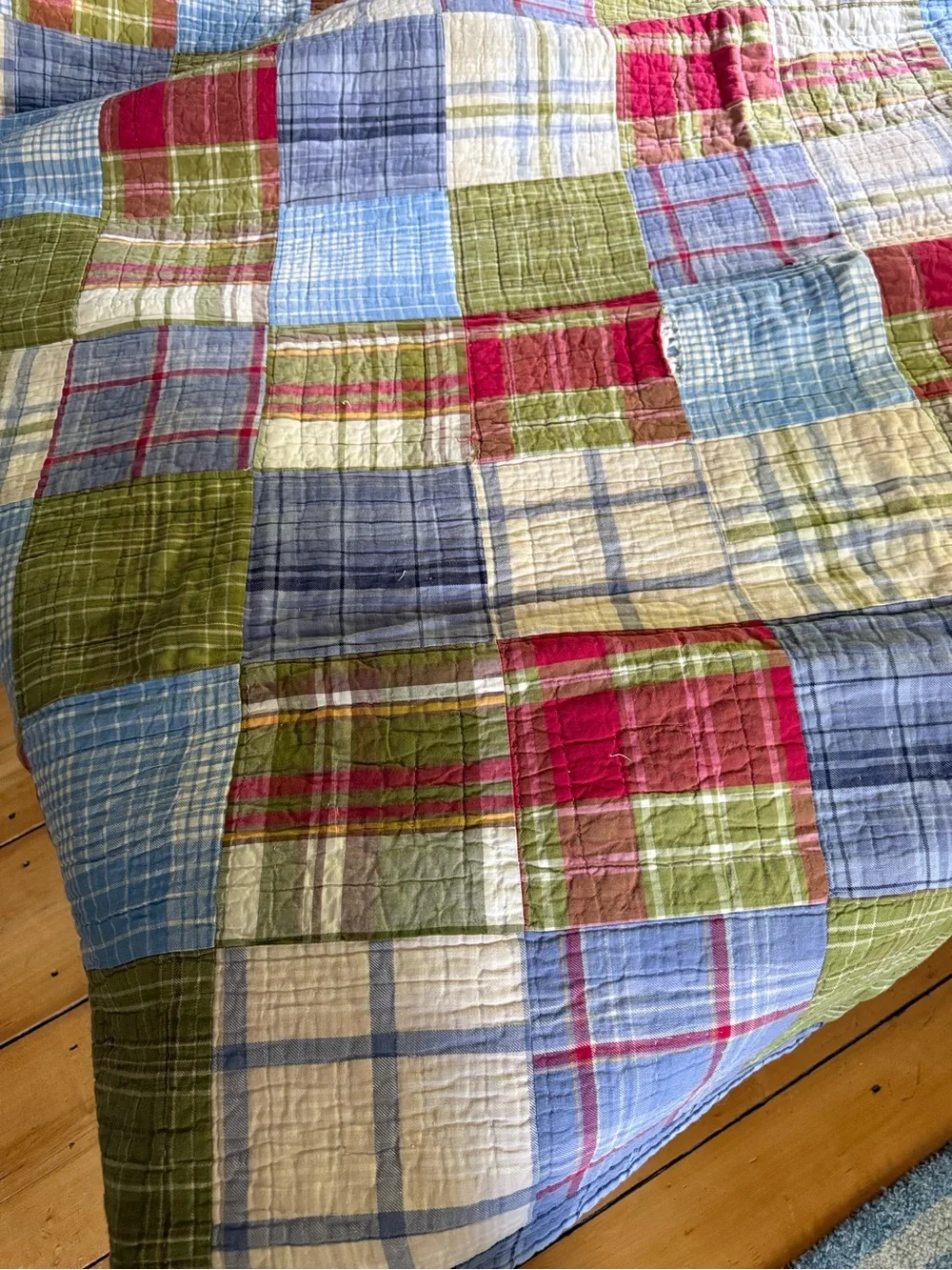 2 POTTERY BARN KIDS madras plaid quilts and shams twin
